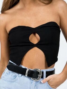 NWT Princess Polly Strapless Black Cut Out Top Size 4